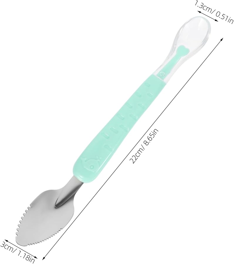 Yardwe Double Head Stainless Steel Fruit Puree Scoop Spoon with Silicone Scraper for Newborns - Image 2